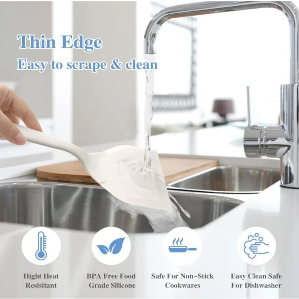 Silicone Wide Pancake Spatula Turner, Heat Resistant Flipper Spatulas BPA Free